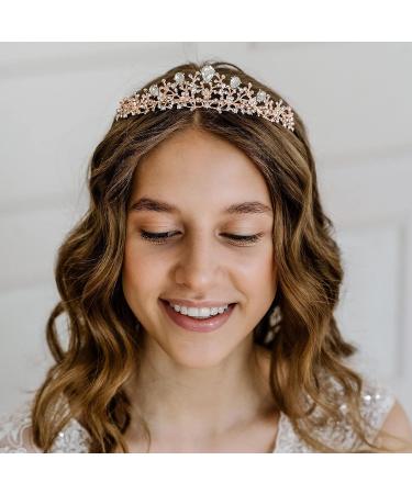 AW BRIDAL Rose Gold Multi-Colored Wedding Tiara for Women - Crystal Princess Crown for Bride, Prom and Parties - Buy Online on GoSupps.com