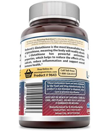 Amazing Formulas Reduced L-Glutathione 500mg 60 Veggie Capsules - Antioxidant with Immune Health Support, Non-GMO & Gluten Free - 60 Count - Buy Online on GoSupps.com