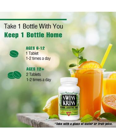 Swiss Kriss Herbal Laxative Tablets - Gentle & Natural Constipation Relief - 120 Senna Laxative Tablets for Adults & Children over Age 6 - Buy Online on GoSupps.com