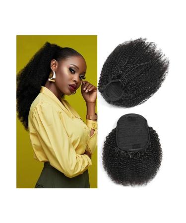 Ponytail Extension Mogolian Human Hair Afro Kinky Curly Ponytail Extensions 10-28 Inch Long Drawstring Remy Hair Ponytail Clip In Afro Curly Ponytail Hair Piece Ponytail Hairpiece for Women (Color : 28inches Afro Kinky Curly