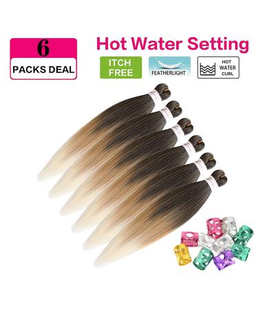 Xusuperb Pre-Stretched Ombre Blonde Braiding Hair - 26 Inch 6 Packs of Soft Yaki-Textured Extensions (T1B/27/613) for Easy Braids | International Shipping - Buy Online on GoSupps.com
