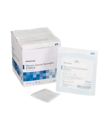 McKesson 8-Ply Sterile Gauze Sponges 2 x 2 2 Counts per Pack 50 Packs (Total 100 Sterile Gauze Sponges) 2 X 2 Inch (50 Packs 100 Gauze Sponges)