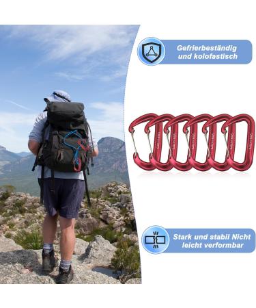 Buy 6 Heavy-Duty Aluminum Carabiner Hooks - 12KN (1200kg) for Climbing Camping & Backpacking - Durable Keychain - Red - Buy Online on GoSupps.com
