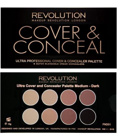 Makeup Revolution Ultra Cover & Concealer Palette - Medium Dark | 8 Shades, 10g - Buy Online on GoSupps.com