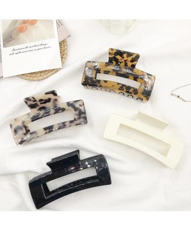 4PCS Large Hair Claw Clips - Big Acrylic Clips for Thick Hair - Tortoise Shell & Leopard Print - Non Slip Hair Accessories for Women and Girls - Buy Online on GoSupps.com