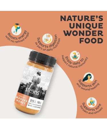 Steens Manuka Honey MGO 515+ UMF 15+ - 100% Certified Raw Manuka - 500g - Buy Online on GoSupps.com