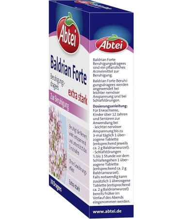 Abbey of the Valerian Forte - Natural Sleep Aid & Stress Relief - 30 Dragees (2 Packs) - Non-Habit Forming - Lab Tested Herbal Remedy - Buy Online on GoSupps.com