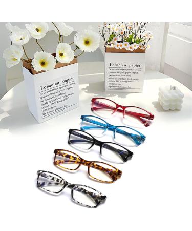 Buy Kerecsen 5 Pack Reading Glasses for Men & Women - High-Quality Spring Hinges Comfortable Rectangular Design - Multi-Colored (2.00 Magnification) - International Shipping Available - Buy Online on GoSupps.com