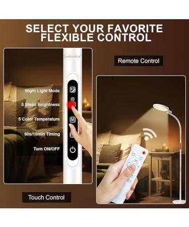 Sunlamlux UV-Free Light Therapy Lamp - 10000 Lux Floor Sun Lamp with Remote Control - Ideal for Reading  Office  and Home Use - Buy Online on GoSupps.com