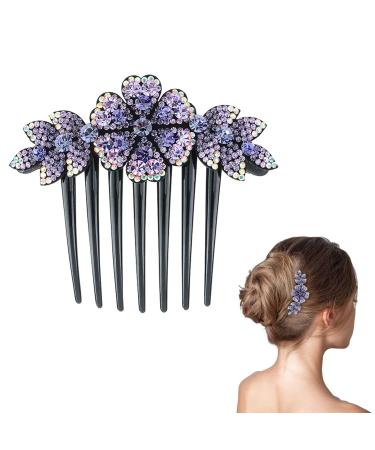 Hair Side Combs - Wedding Hair Comb - Crystal Bride Wedding Hair Comb-Purple Rhinestone Side Combs-Flexible Decorative Hair Combs-Wedding Daily Gift-Bridal Side Combs for Women and Girls