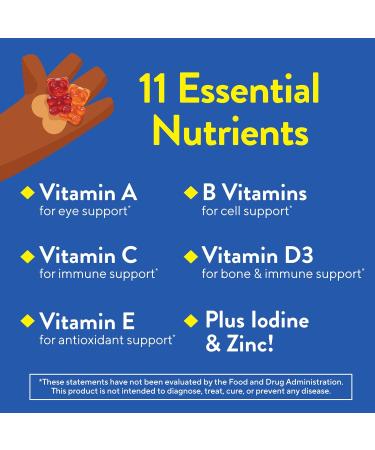 L il Critters Gummy Vites Daily Gummy Multivitamin for Kids, Vitamin C, D3 for Immune Support Cherry, Strawberry, Orange, Pineapple and Blueberry Flavors, 70 Count Gummies Naturally Sourced Flavors 70 Count (Pack of 1) - Buy Online on GoSupps.com