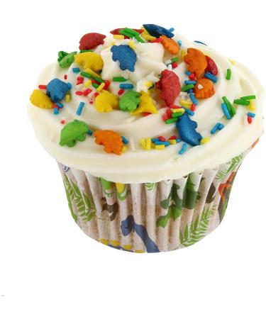 Create A Cake Dinosaur Cupcake Sprinkle Kit Patterned Baking Cases & Sprinkle Pod 25 Cases And 30g Sprinkles Edible Decoration Set With Multicoloured Sugar Dinosaurs and Sugar Strands - Buy Online on GoSupps.com