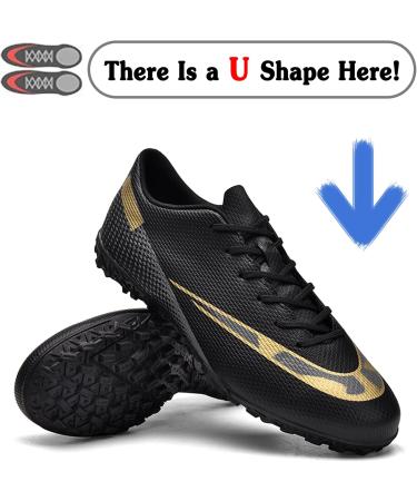 Topwolve Soccer Shoes for Men & Women - Microfiber Cleats for All Ages | Professional Outdoor Football Training Shoes - Unisex Size 43 EU - Black - Buy Online on GoSupps.com