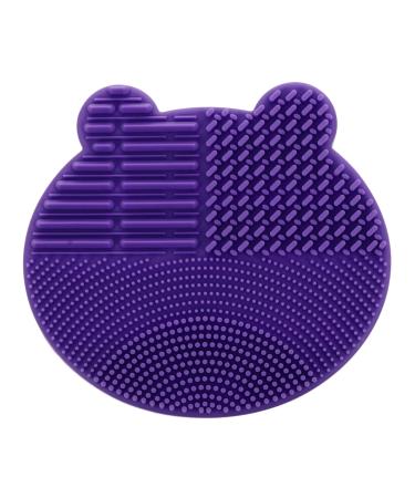 Housoutil 2 1 Makeup Brush Cleaning Pad Portable Hair Brush Cosmetic Brush Scrubber Mat Silicone Holder Portable Brush Cleaner Mat Silicone Tools Drying Rack Purple Silica Gel 2 in 1 11X10cm Purple