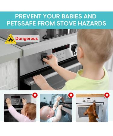 Gas Stove Knob Covers - Child Safety Locks for Gas Cooktop - Easy to Use & Heat Resistant - Pack of 6 (Black) - Buy Online on GoSupps.com