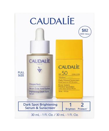 Caudalie Vinoperfect Brightening Dark Spot Serum Vitamin C Alternative - 62x More Effective than Vitamin C with Viniferine for a Visibly Brighter Even Complexion 30 mL Vinoperfect Serum + Travel-Size Suncreen