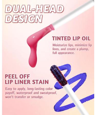 Lestpola Lip Liner Stain Peel Off & Tinted Lip Oli doublesided peeloff lip gloss longlasting waterproof formula lightness nonstick cup highly pigmented makeup for women 04 04 - Buy Online on GoSupps.com