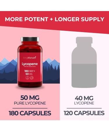 LongLifeNutri Lycopene 50mg 180 Vegetarian Capsules - Natural Tomato Extract | Non-GMO | Supplement Health Support - Buy Online on GoSupps.com