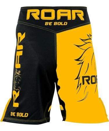 ROAR MMA Fight Shorts - Large Yellow/Black | Grappling, Muay Thai, BJJ Training - Buy Online on GoSupps.com