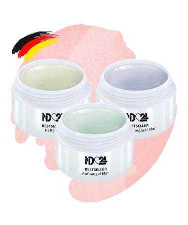 ND24 NAILDESIGN - GEL SET with adhesive gel + assembly gel clear + finish sealer gel for gel nails - gel for a nave design modeling as in the nail salon - suitable for beginners - made in Germany (3x 15ml) 15 ml (3 Pack) - Buy Online on GoSupps.com