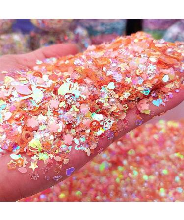Luminous Mix Star Flower Sequins Confett Polymer Clay Beads Diamond for Crafts Paillettes Nail Art Decor DIY Accessories (Color : Orange Size : 20g) 20g Orange