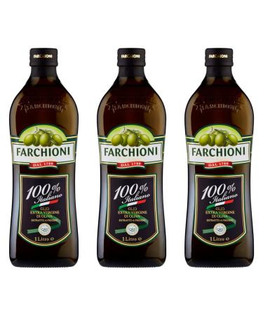 Farchioni Farchioni Olio Set of 3 bottles of 100% Italian extra virgin olive oil with Italian olives 1 liter