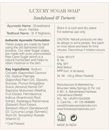 Buy Forest Essentials Sandalwood and Turmeric Luxury Sugar Soap 125g - Best International Shipping & Quality Skincare - Buy Online on GoSupps.com