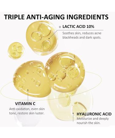 10% Lactic Acid Serum With Hyaluronic Acid Serum For Face 3 In 1 Combine Vitamin C Serum For Face Face Serum For Shrink Pores Hydrated Even Skin Tone Antioxidation Oil Control - Buy Online on GoSupps.com