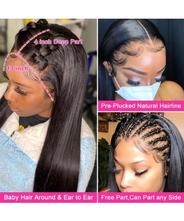 Kasodna 13x4 HD Transparent Lace Frontal Wig for Women - 9A Brazilian Virgin Human Hair, 180% Density, Pre Plucked with Baby Hair, Natural Color - 20 Inch - Buy Online on GoSupps.com