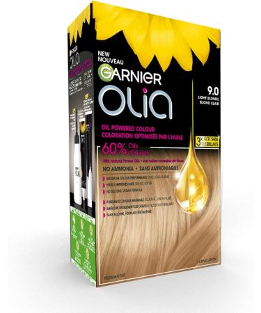 Garnier Olia Permanent Hair Dye Ammonia-Free Hair Color 9.0 Light Blonde Long-Lasting Hair Shine With 60% Oils 1 Application LIGHT / BLONDE SHADES 9.0 Light Blonde - Buy Online on GoSupps.com