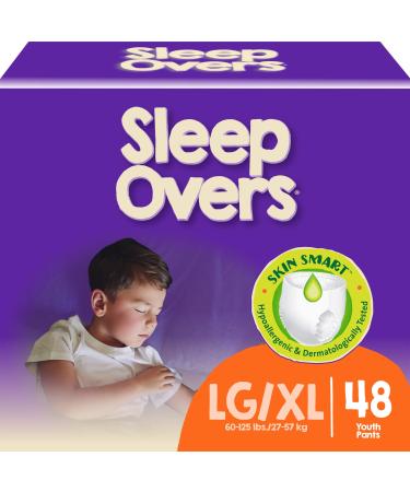 SleepOvers by Cuties, Bedwetting Underwear for Girls and Boys, Large/X-Large 60-125 lbs, 48 Count Large/X-Large (Pack of 48)