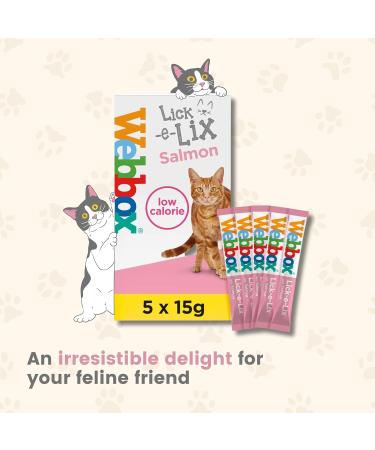 Cat Treats bundle contains Lick e Lix Salmon Webbox Licky Lix Kitten Treats and Snacks Lick-e-Lix Pack of 7 x 5's - Total 35 x 15g sachets and our Silvervine Chew Sticks - Buy Online on GoSupps.com