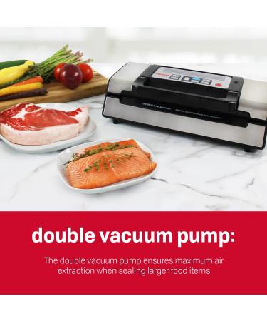 Nesco Deluxe Food VS-12 Vacuum Sealer Kit - 130 Watts, Bags, Viewing Lid, Compact Silver - Buy Online on GoSupps.com