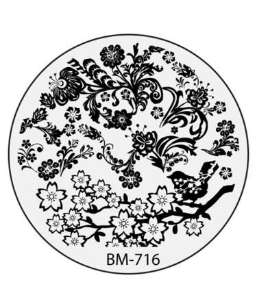 Stamping stencil plate BM 716 Bundlemonster flowers flower tribal nail art nail design