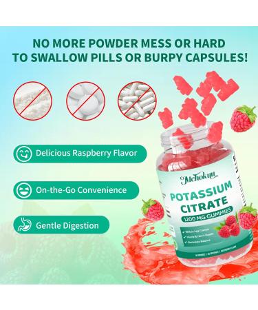 Potassium Citrate Supplement Gummies Potassium Supplements for Women & Men Helps Maintain Muscle Wellness & Electrolyte Balance Vegan Raspberry Flavor 60 Count Potassium Gummies 60 Count (Pack of 1) - Buy Online on GoSupps.com