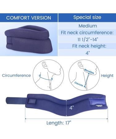 VELPEAU Neck Brace - Foam Cervical Collar for Pain Relief - Comfort Blue Medium - Stabilizes Vertebrae - Sleep Support - Buy Online on GoSupps.com
