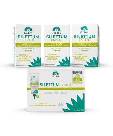 Pack Anti-Chute Expert | 3 SILETTUM Expert Comprim s + 1 SILETTUM Expert S rum Cr me 3x40ml | Freine la Chute de Cheveux Extr me | Laboratoire Jaldes
