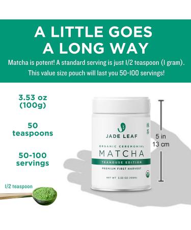 Jade Leaf Organic Ceremonial Grade Matcha Green Tea Powder - Authentic Japanese Origin - Premium First Harvest - 3.53 Ounce Teahouse Edition - Buy Online on GoSupps.com