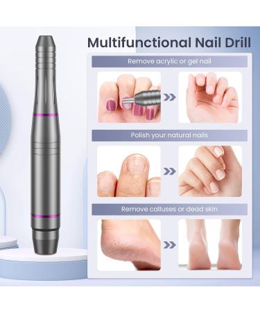 Professional Electric Nail File Set | Low Vibration 20000 RPM | Adjustable Speed | 11 Drill Bits | Manicure Pedicure Tool for Acrylic Nails | Grey - Buy Online on GoSupps.com