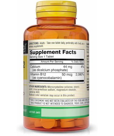 MASON NATURAL Vitamin B12 50 mcg with Calcium - Supports Energy Conversion & Nerve Health - 100 Tablets - Buy Online on GoSupps.com