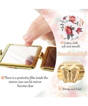 Blulu Flower Compact Mirror for Purse - Retro Floral Pocket Makeup Mirror for Women - Portable Travel Mirror (Silver Edge) - Buy Online on GoSupps.com
