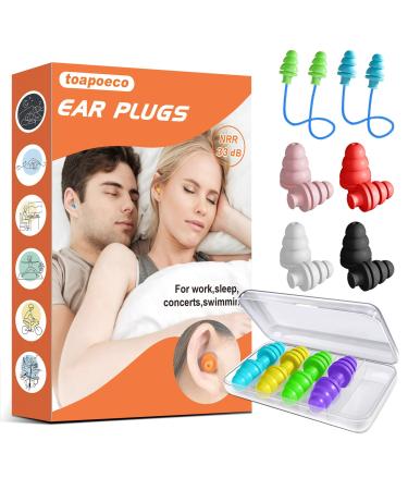 Ear Plugs for Sleeping Noise Cancelling Reusable Earplugs for Sleeping Concert Snoring Travel Comfortable Type 33dB Highest NRR 8 Pairs 8 Colors5