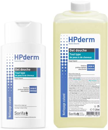  SORIFA Pack of 2 - HPderm Shower Gel - 2 in 1 body and hair - Dermo-protector - All skin and hair types - Oat protein - Frequent use - pH neutral soap-free - 1L bottle - Buy Online on GoSupps.com
