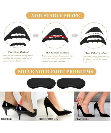 Toe Filler Inserts | Reusable Sponge Shoe Filler for Men & Women - Adjustable Toe Plug for Oversized Shoes Flats Sneakers & Heels (Black - Buy Online on GoSupps.com