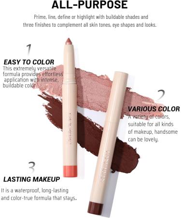 PICKX Cream Eyeshadow Stick Waterproof and color lasting eye shadow color-rich eyeshadow matte & pearlescent eyeshadow Fine-nib eyeshadow for detailed lines delicate and compact suitable for gift (01#) - Buy Online on GoSupps.com