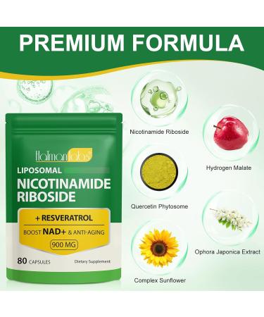 NAD Supplement - Liposomal Nicotinamide Riboside 900mg Resveratrol Quercetin - High Purity NAD Supplement for Energy Support Cellular Health Stamina & Healthy Aging - Ultra Strength 80 Capsules 80 Count (Pack of 1) - Buy Online on GoSupps.com