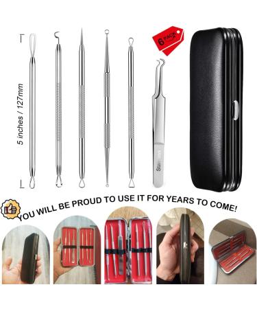 Antonki Blackhead Remover Tools Blackhead Extractor 6 Pack Pimple Popper Tool Kit for Blackhead Whitehead Acne Zit Comdone Pores Fat Granules Blemishs on Nose Face - with Organized Case - Buy Online on GoSupps.com