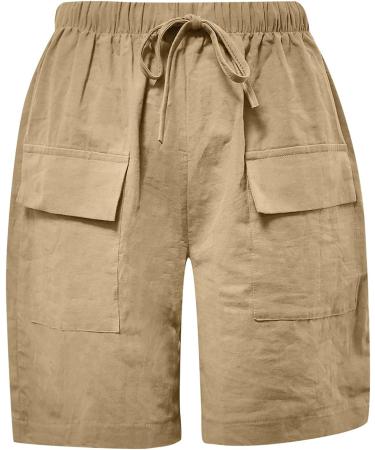 Shop Haiorziyou Ladies' Sport Shorts - Elastic Waistband Running & Jogging Pants Monochrome Wide Leg XL Khaki - Buy Online on GoSupps.com