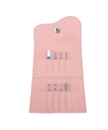 Nail Drill Bits Holder 16 Holes Pink PU Nail Drill Bits Storage Bag Portable for Home and Salon Suitable for Nail Art Enthusiasts and Professionals