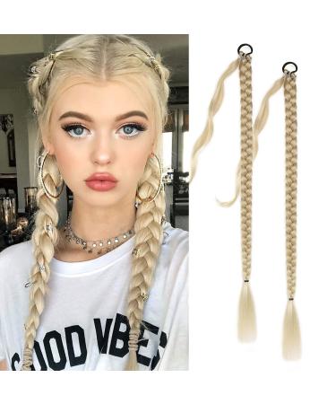 Fulang hair 2pcs braid ponytail extension braid with hair tie hair part for brilliant long ponytail art hair for women braided hair part (faded gold) - Buy Online on GoSupps.com